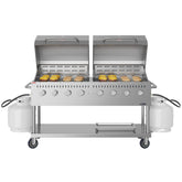 60 in. 8-Burner Commercial Outdoor Propane Gas Grill with 2 Roll Dome Covers in Stainless-Steel, ETL Listed (CGKIT6-D30D30)